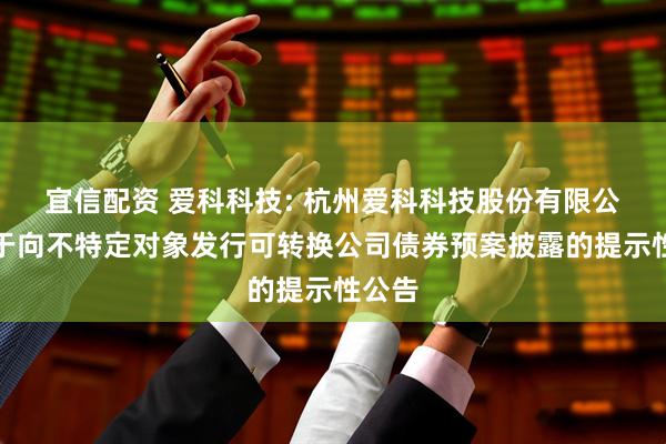 宜信配资 爱科科技: 杭州爱科科技股份有限公司关于向不特定对象发行可转换公司债券预案披露的提示性公告
